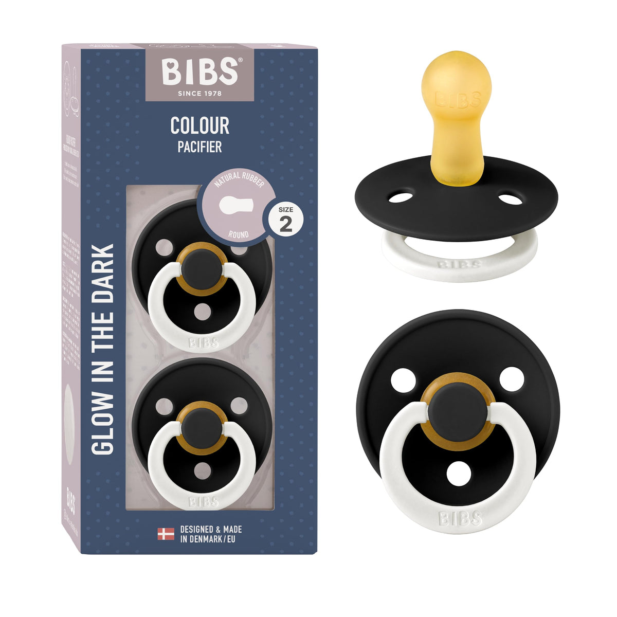BIBS Colour Baby Pacifier with Round Nipple, Soft Silicone Shield