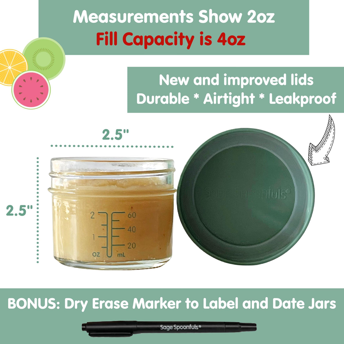 Sage Spoonfuls Reusable Glass Baby Food Containers