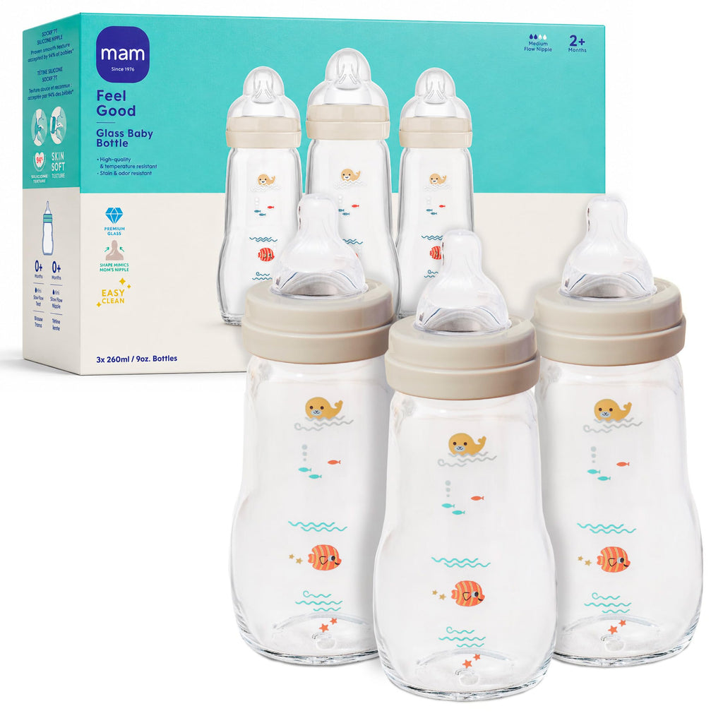 MAM Feel Good Slow Flow Premium Glass Baby Bottle