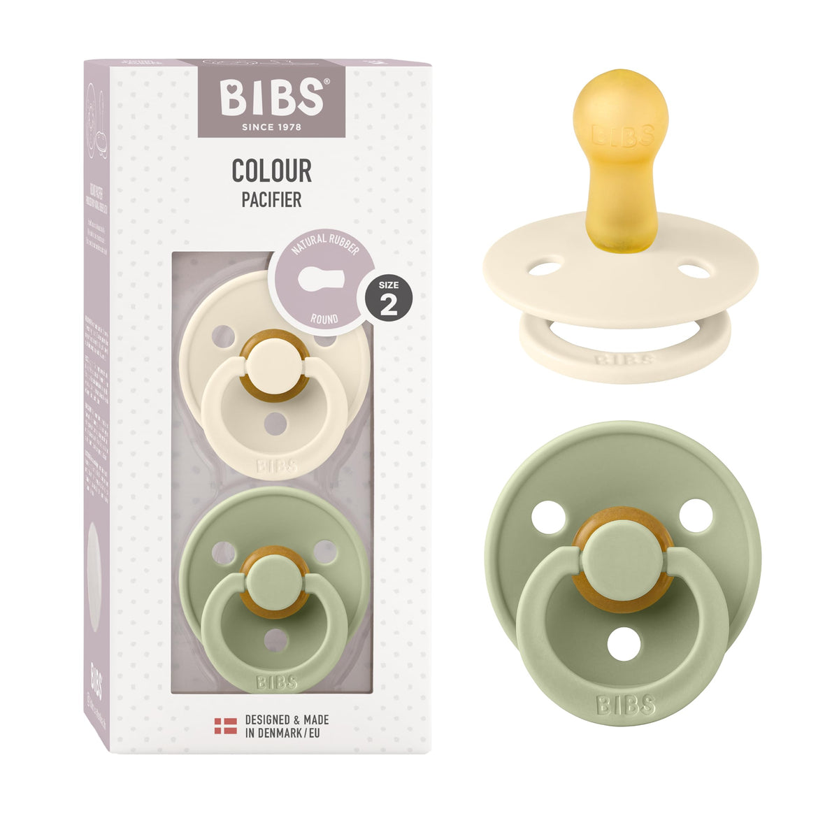 BIBS Colour Baby Pacifier with Round Nipple, Soft Silicone Shield