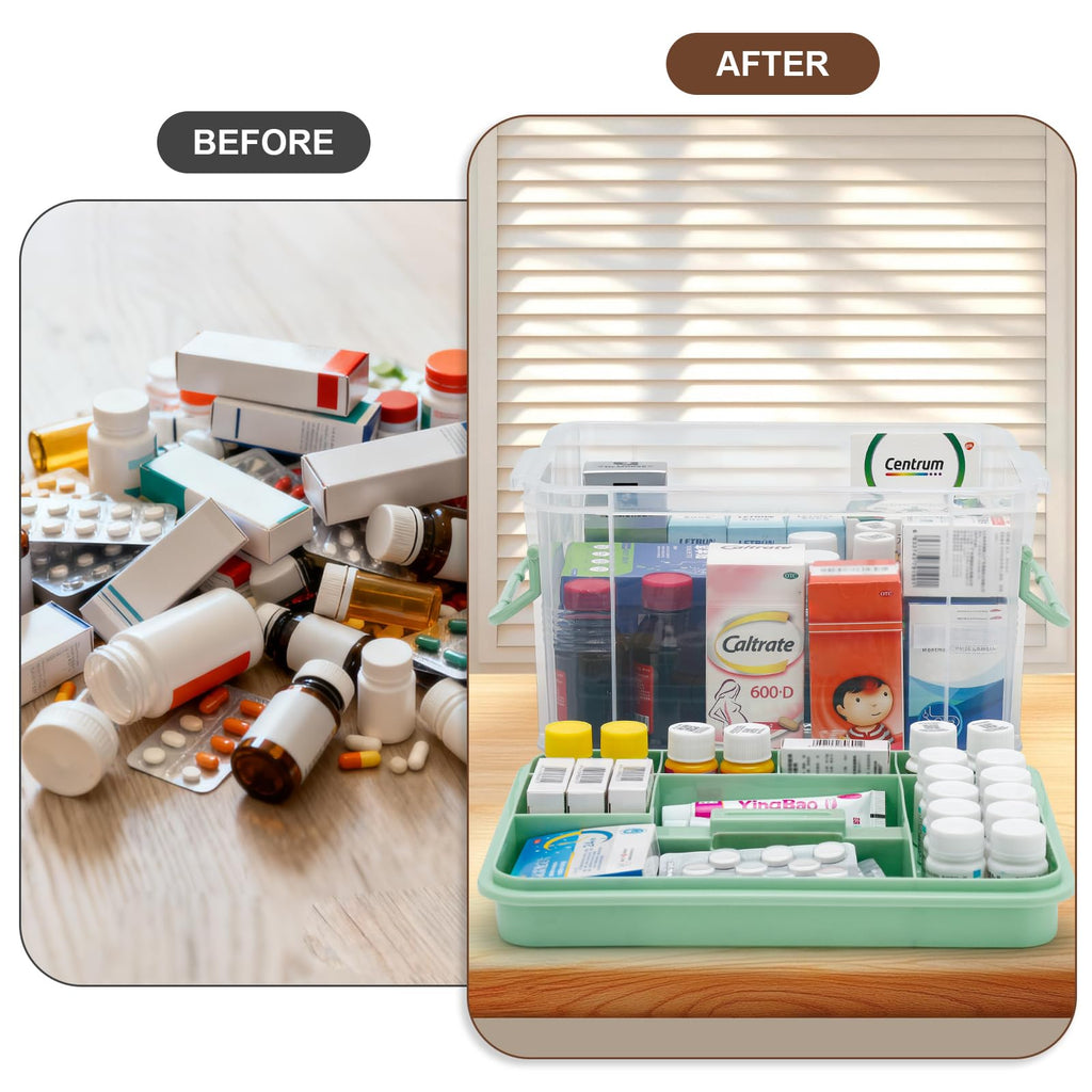 Guaiboshi Clear Medicine Organizer Storage Box for Baby Care