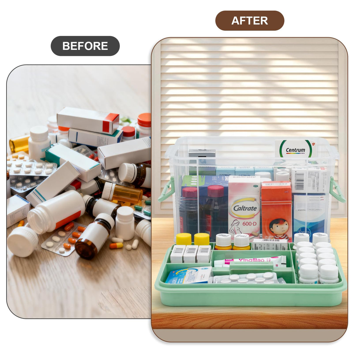 Guaiboshi Clear Medicine Organizer Storage Box for Baby Care