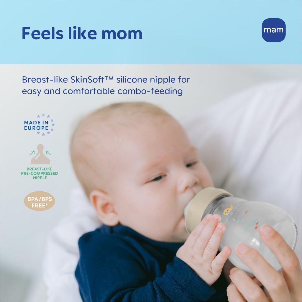 MAM Feel Good Slow Flow Premium Glass Baby Bottle