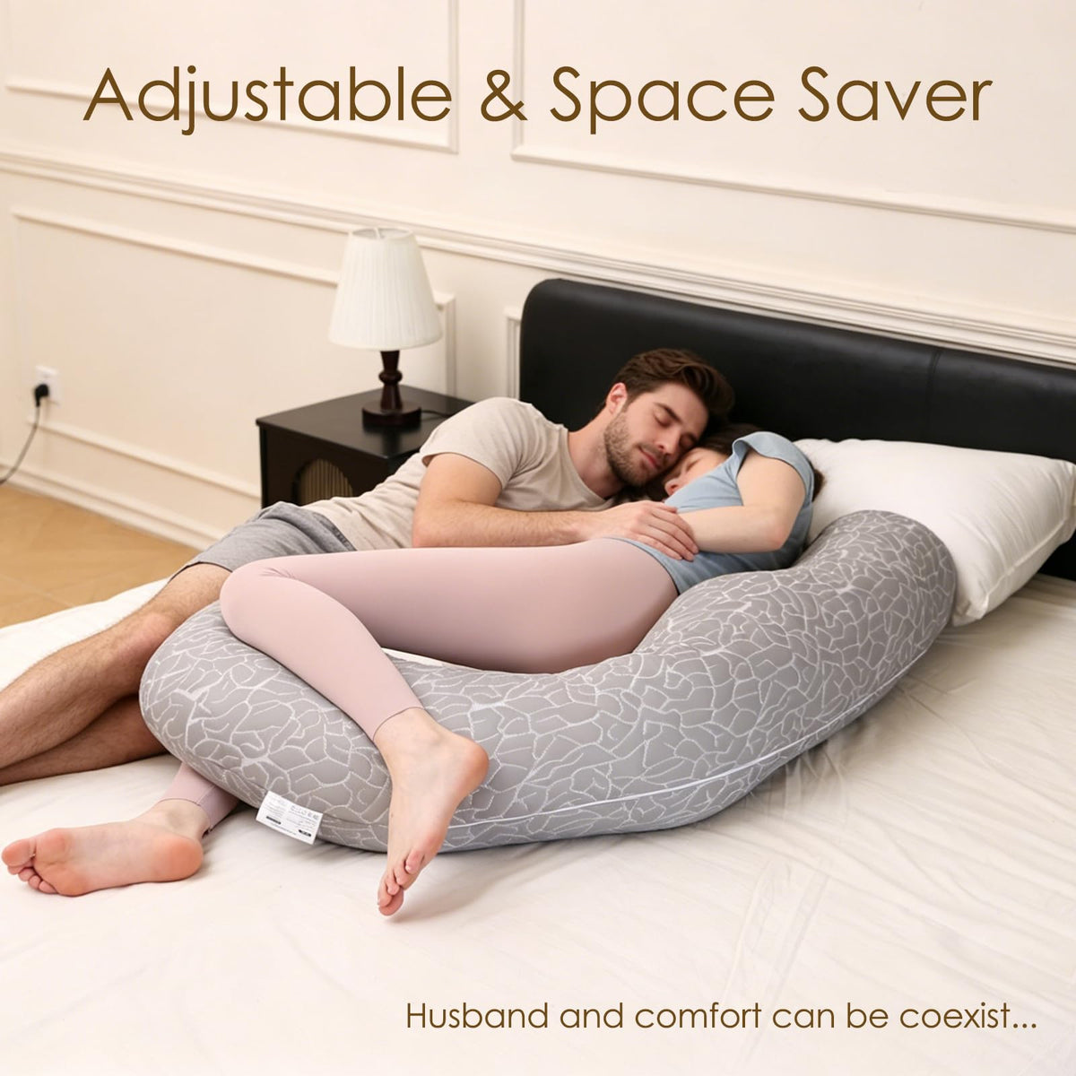 Chilling Home F-Shaped Pregnancy Pillow with Cooling Cover