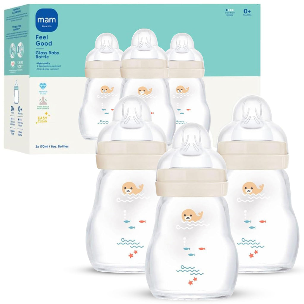 MAM Feel Good Slow Flow Premium Glass Baby Bottle