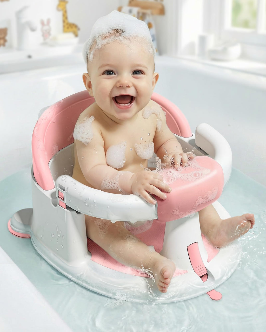 ONTHEWEI Non-Slip Baby Bath Seat with Suction Cups