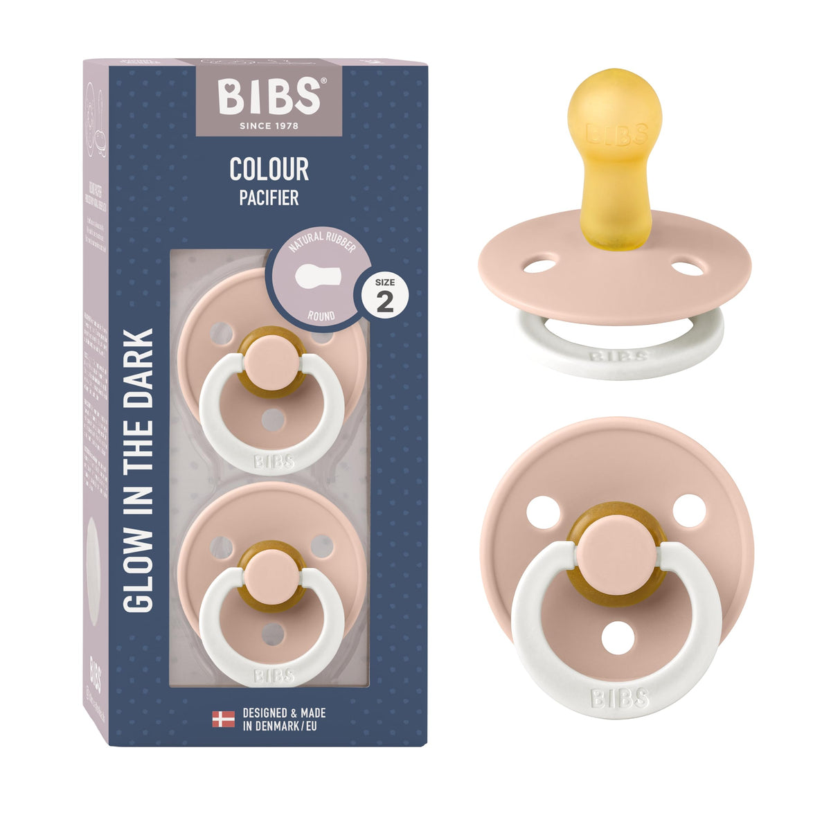 BIBS Colour Baby Pacifier with Round Nipple, Soft Silicone Shield