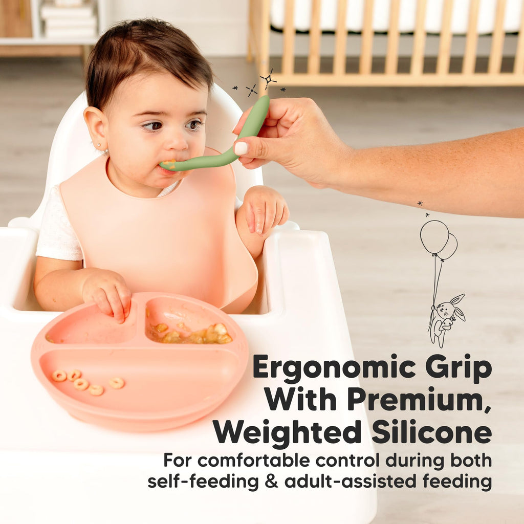 3-Pack Silicone Baby Spoons for Self-Feeding & Weaning