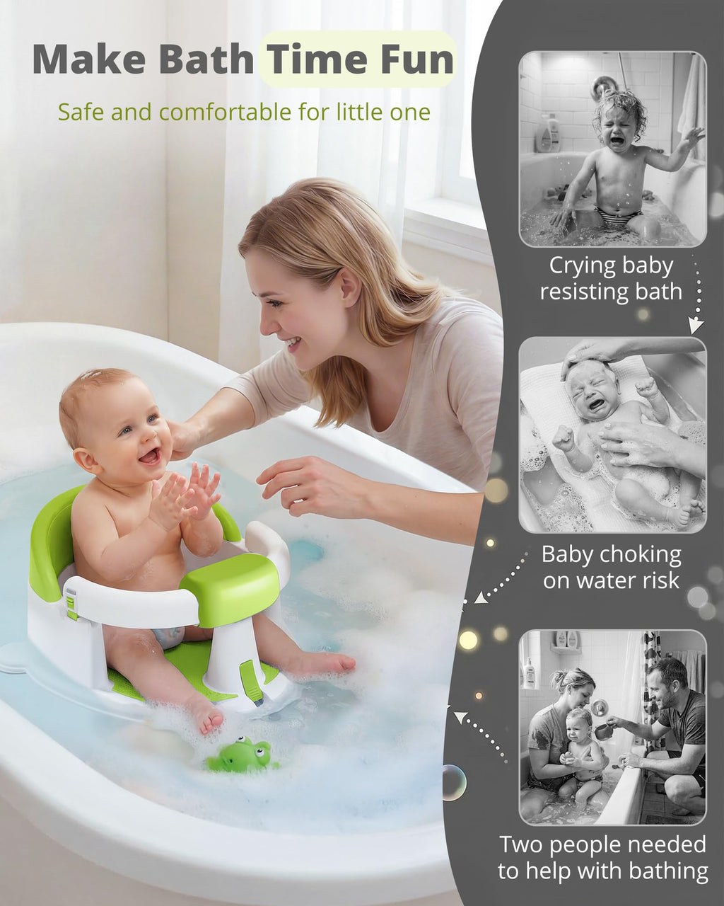 ONTHEWEI Non-Slip Baby Bath Seat with Suction Cups
