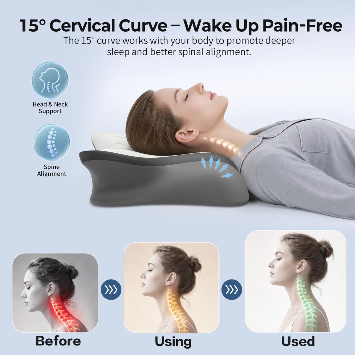 Ergonomic Cervical Neck Pillow with Q-Max Cooling Support
