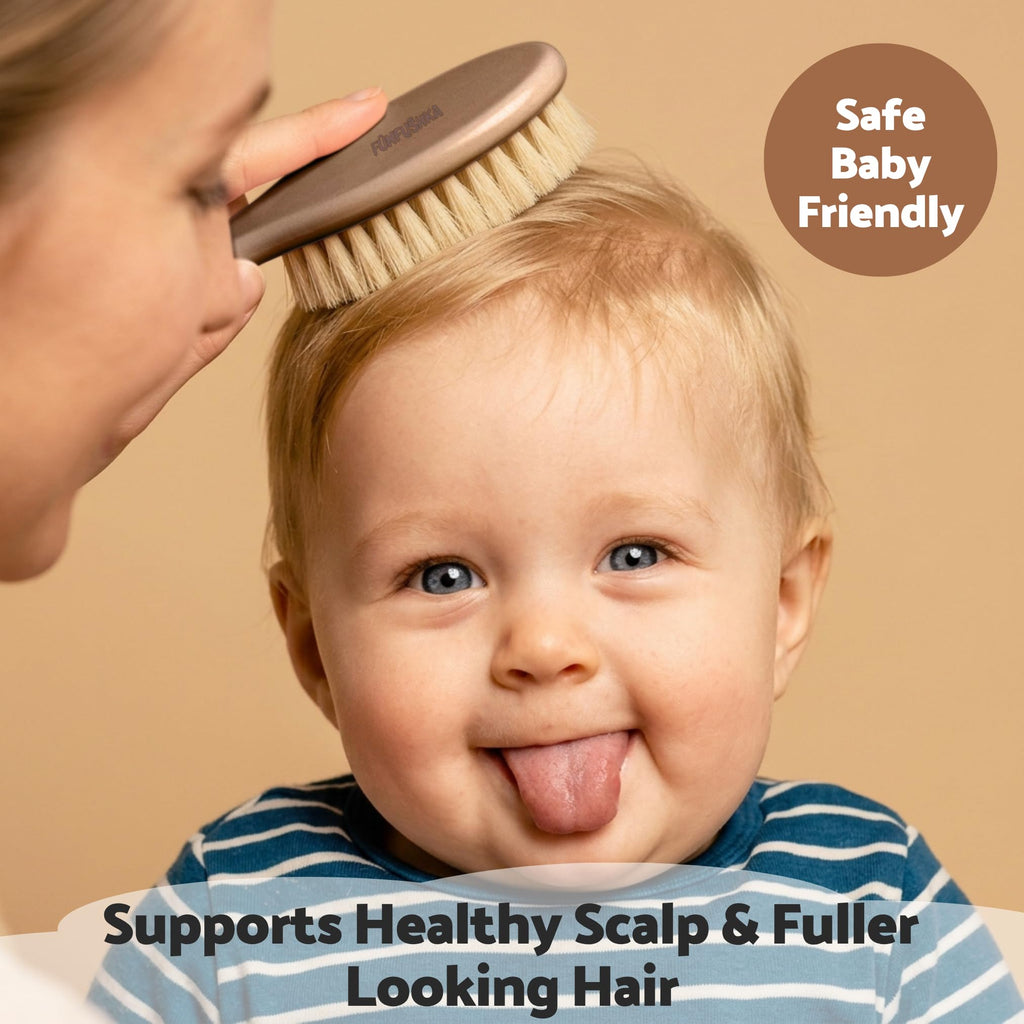 Ultra-Soft Goat Bristle Baby Hair Brush & Comb Set