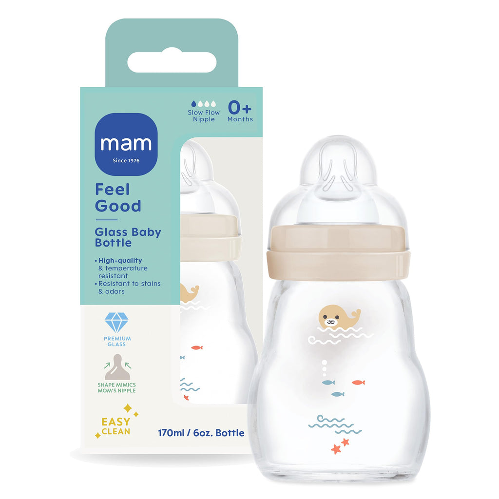 MAM Feel Good Slow Flow Premium Glass Baby Bottle