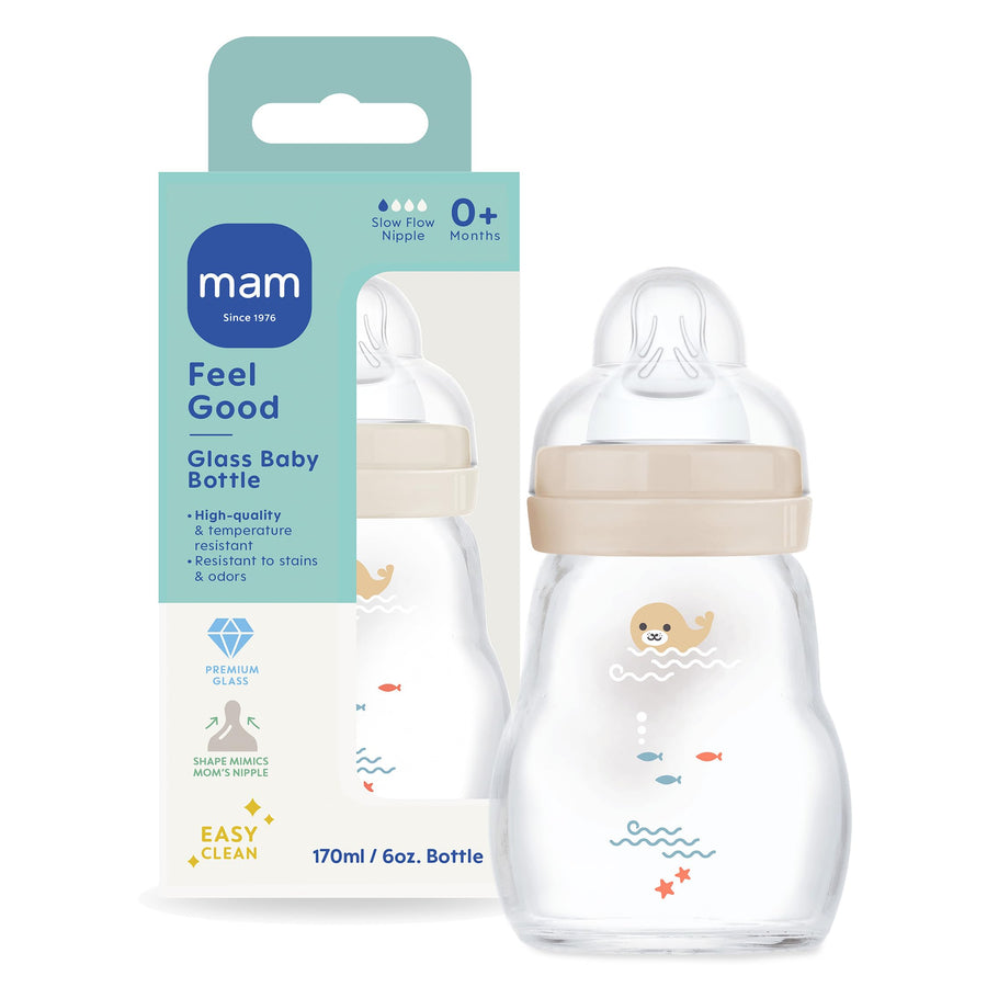 MAM Feel Good Slow Flow Premium Glass Baby Bottle