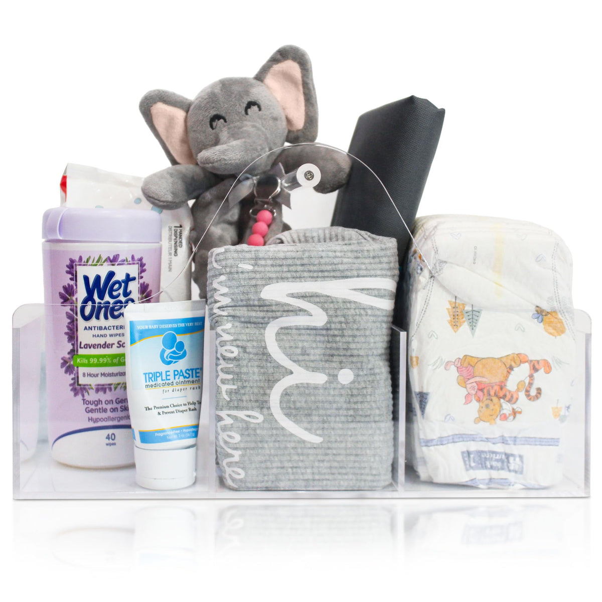 Acrylic Diaper Caddy Organizer with Handle & Compartments