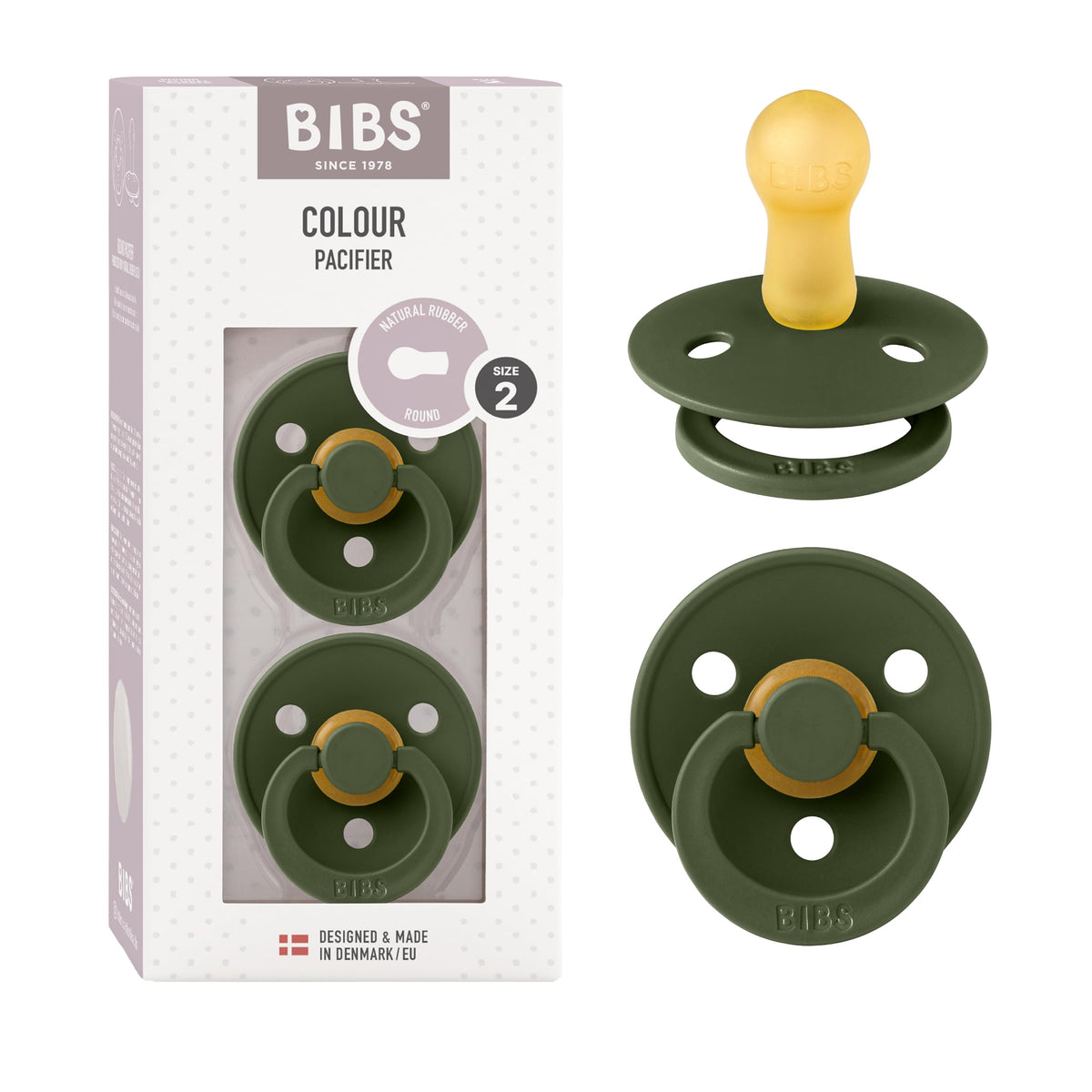 BIBS Colour Baby Pacifier with Round Nipple, Soft Silicone Shield
