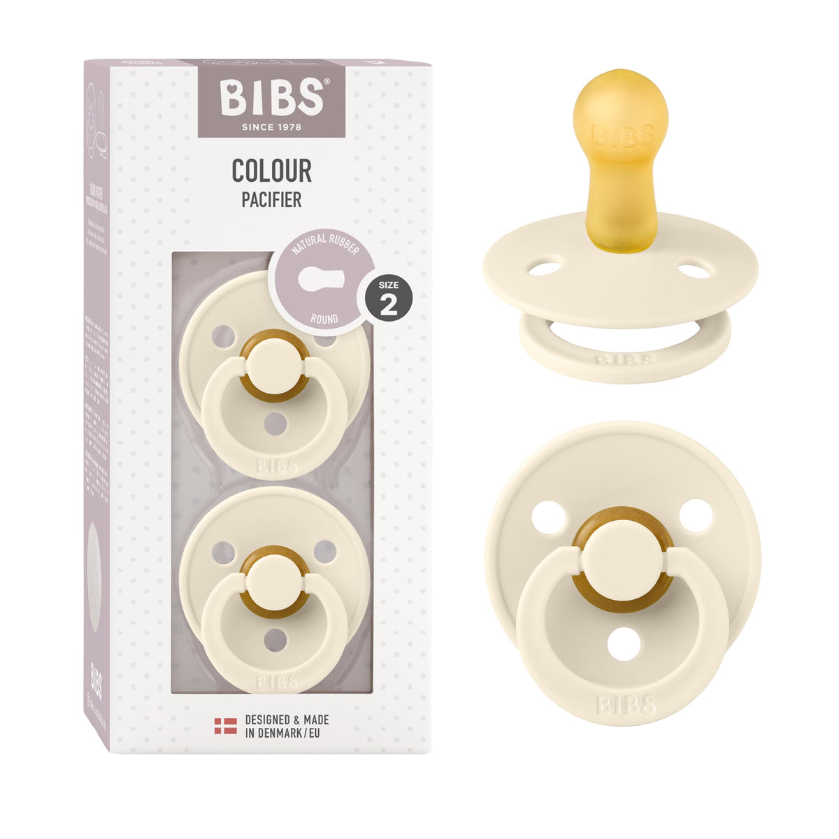 BIBS Colour Baby Pacifier with Round Nipple, Soft Silicone Shield