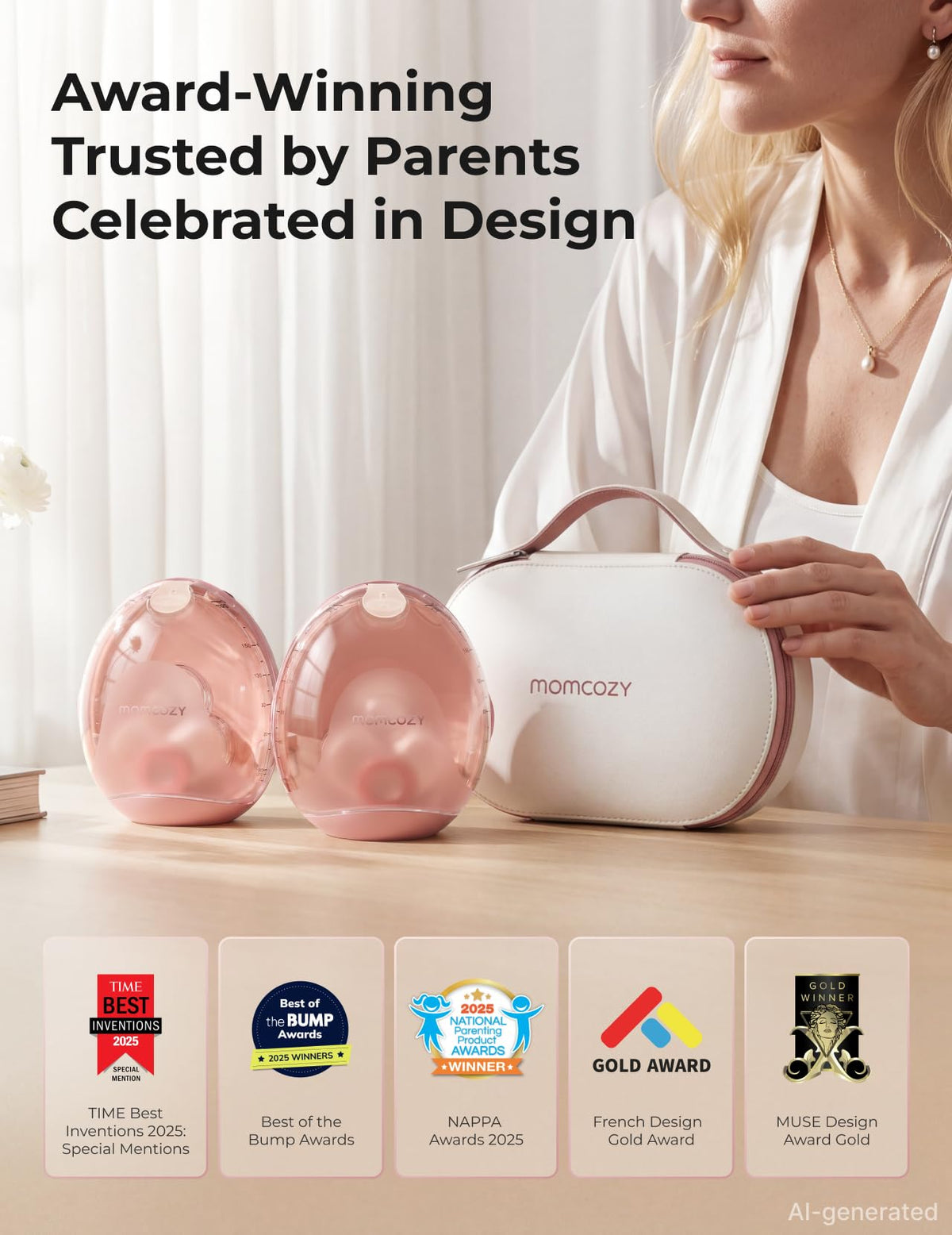 Momcozy M5 Smart Hands-Free Breast Pump with App Control