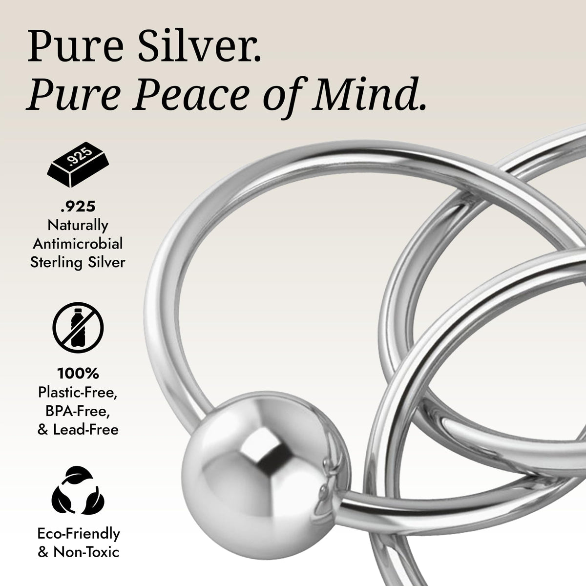 Krysaliis 925 Sterling Silver Teether Rattle