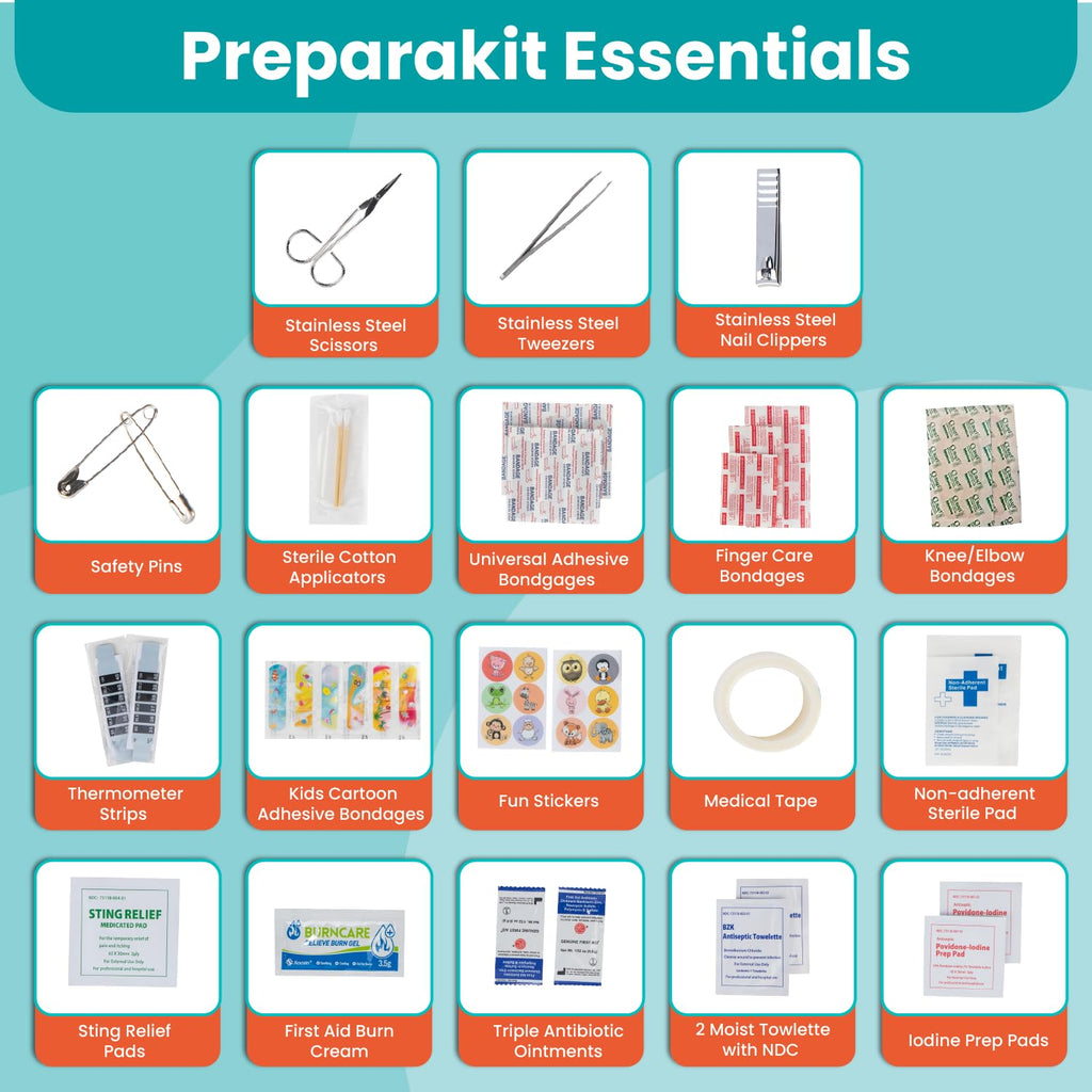 PreparaKit Kids First Aid Kit, 75-Piece Travel Kit for Babies & Toddlers
