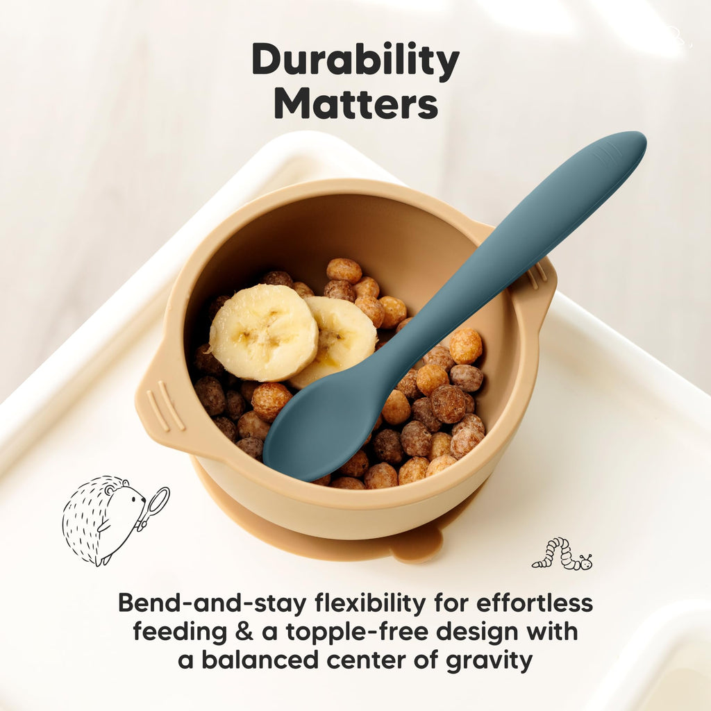 3-Pack Silicone Baby Spoons for Self-Feeding & Weaning