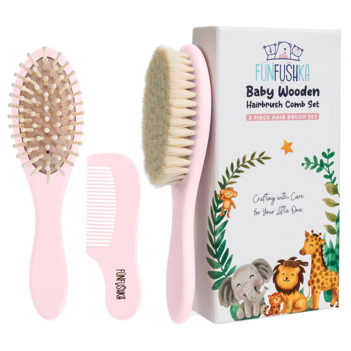 Ultra-Soft Goat Bristle Baby Hair Brush & Comb Set