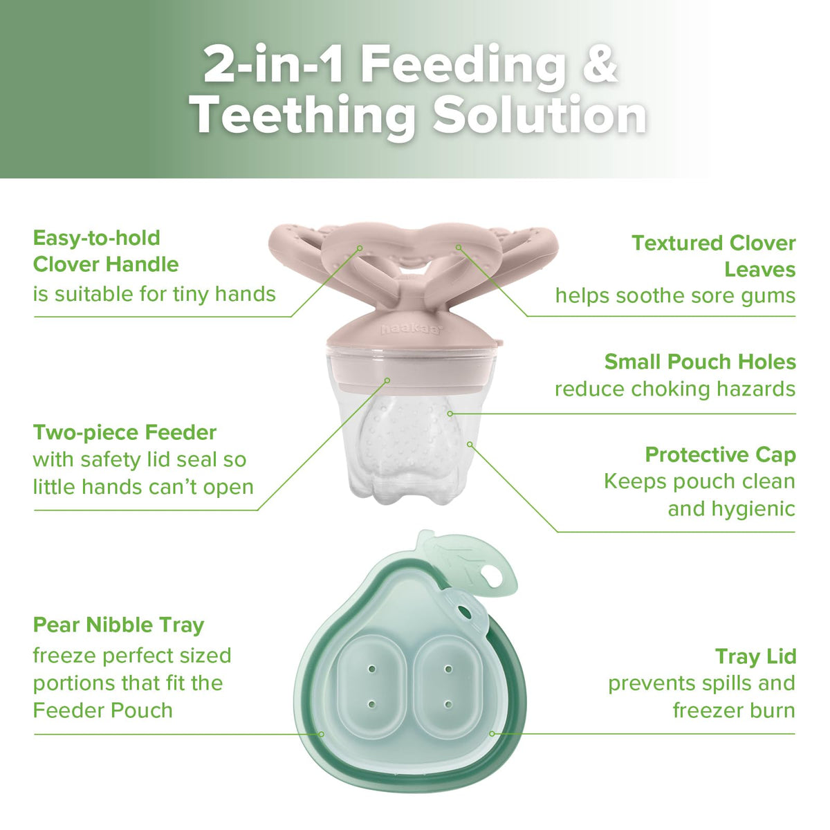 Haakaa Clover Baby Fruit Feeder & Silicone Teether Set