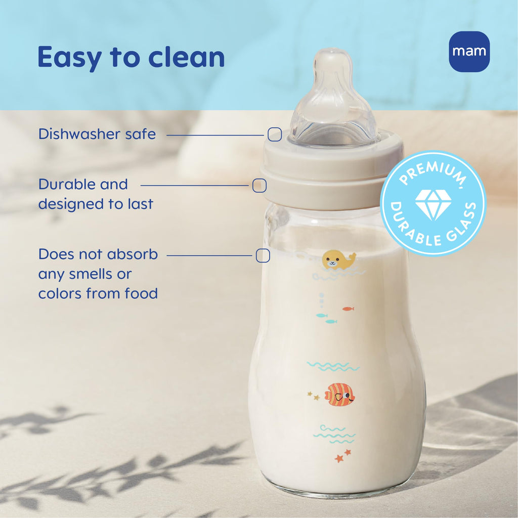 MAM Feel Good Slow Flow Premium Glass Baby Bottle