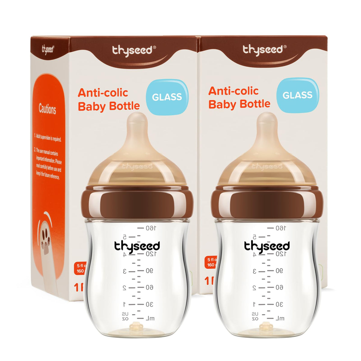 4-Pack 5 oz Glass Anti-Colic Baby Bottles for Newborns
