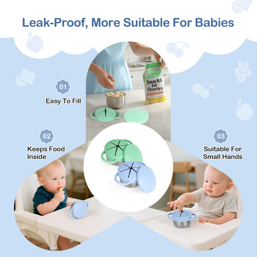 2-Pack Spill-Proof Toddler Snack Cups with Silicone Lids