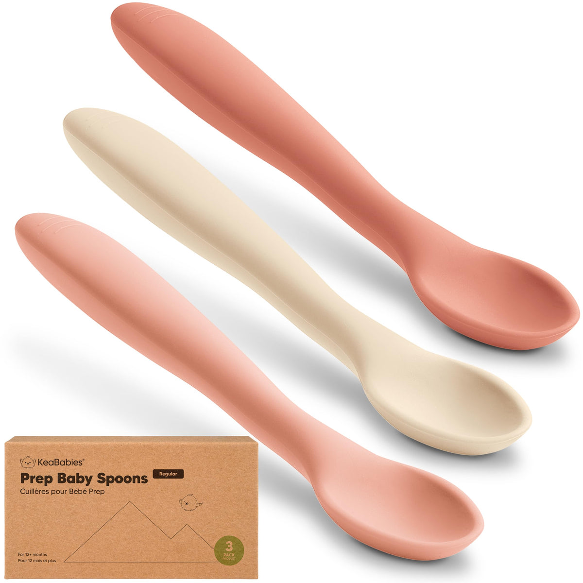 3-Pack Silicone Baby Spoons for Self-Feeding & Weaning