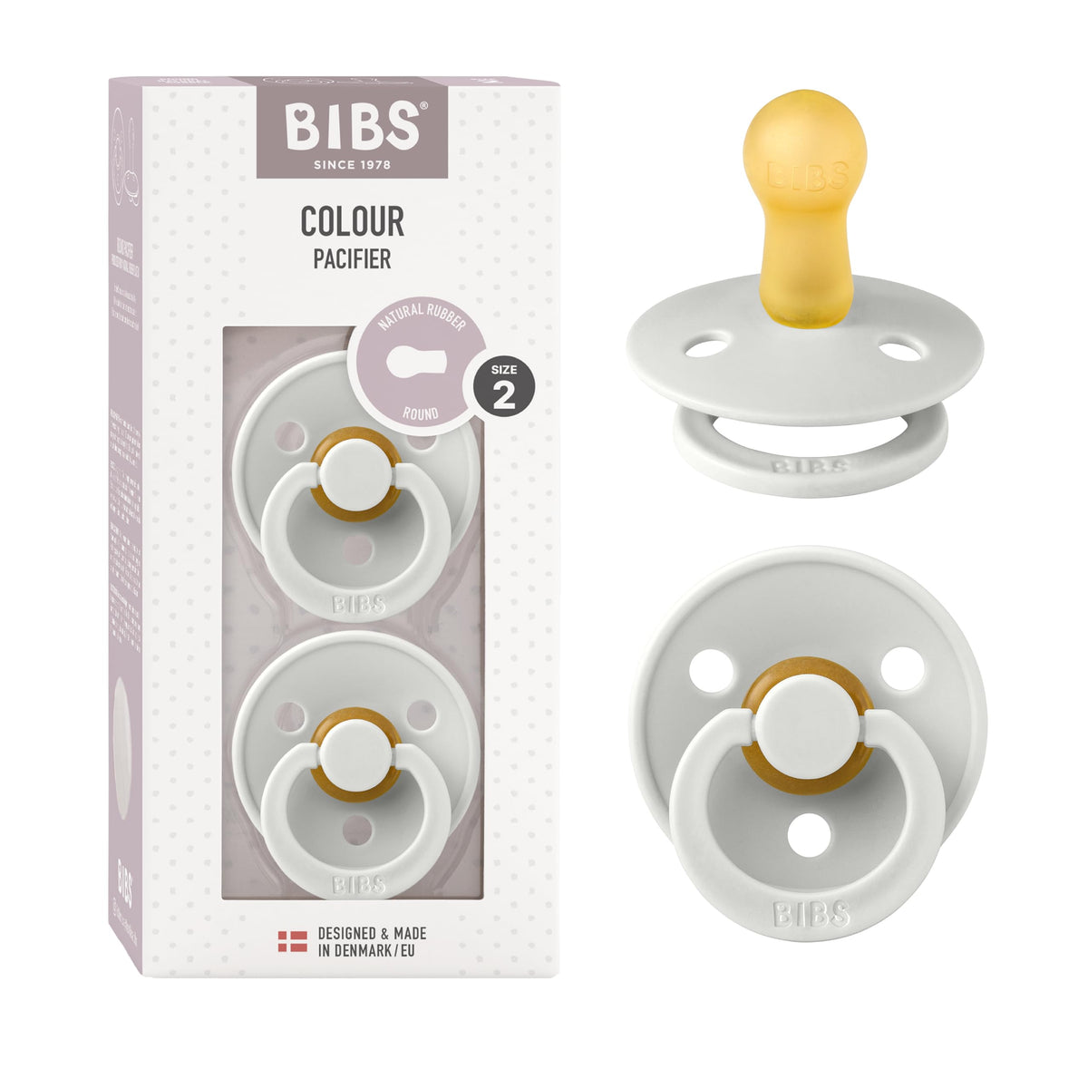 BIBS Colour Baby Pacifier with Round Nipple, Soft Silicone Shield