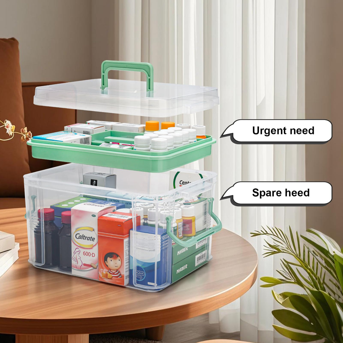 Guaiboshi Clear Medicine Organizer Storage Box for Baby Care