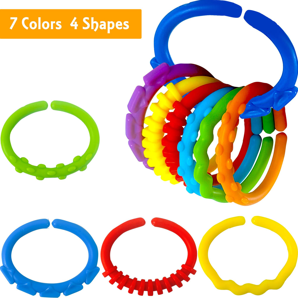 KUTOI Baby Teething Rings and Stroller Toy Links, 24-Piece Set