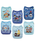 ALVABABY Reusable Cloth Diapers with Inserts, 6-Pack Adjustable Baby Covers