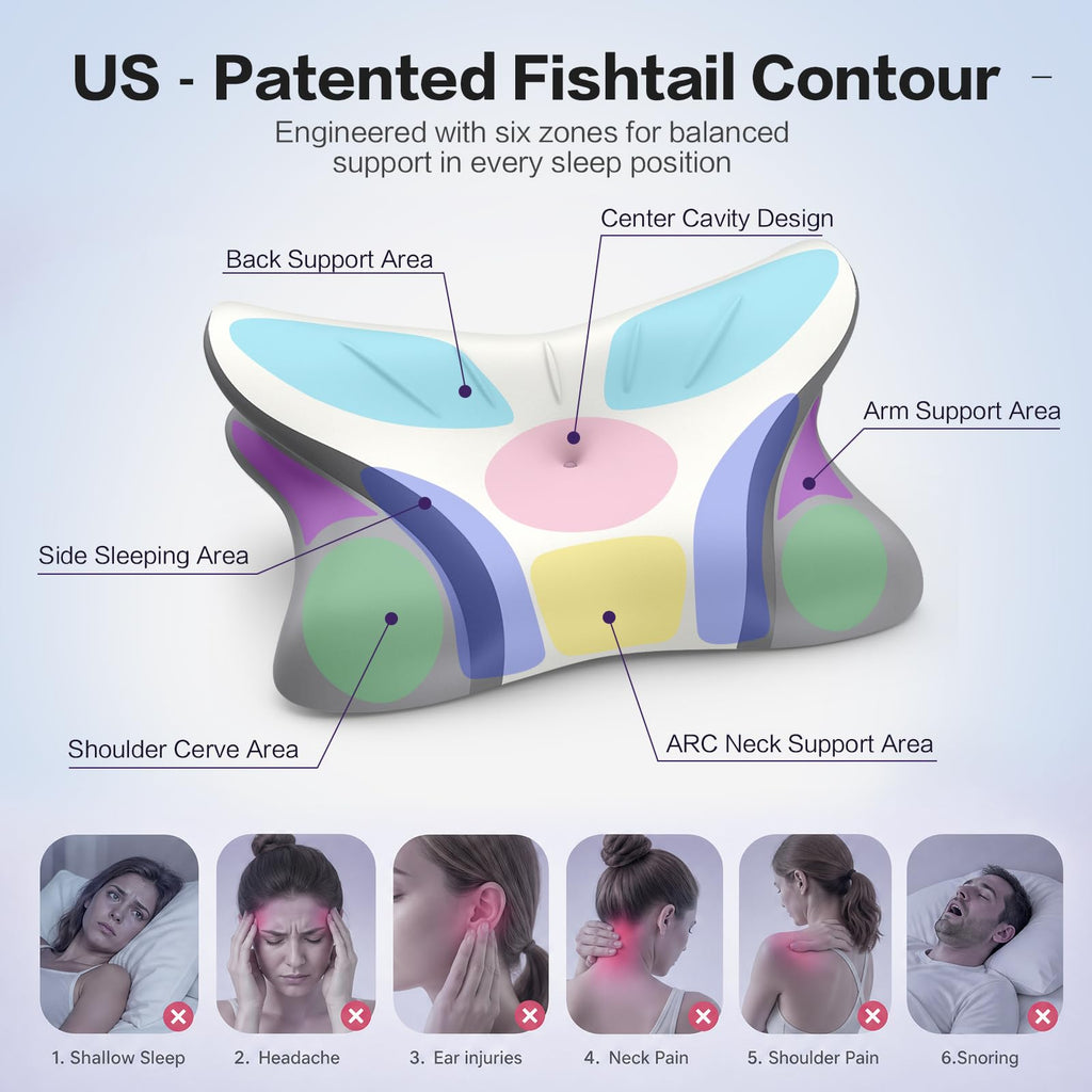 Ergonomic Cervical Neck Pillow with Q-Max Cooling Support