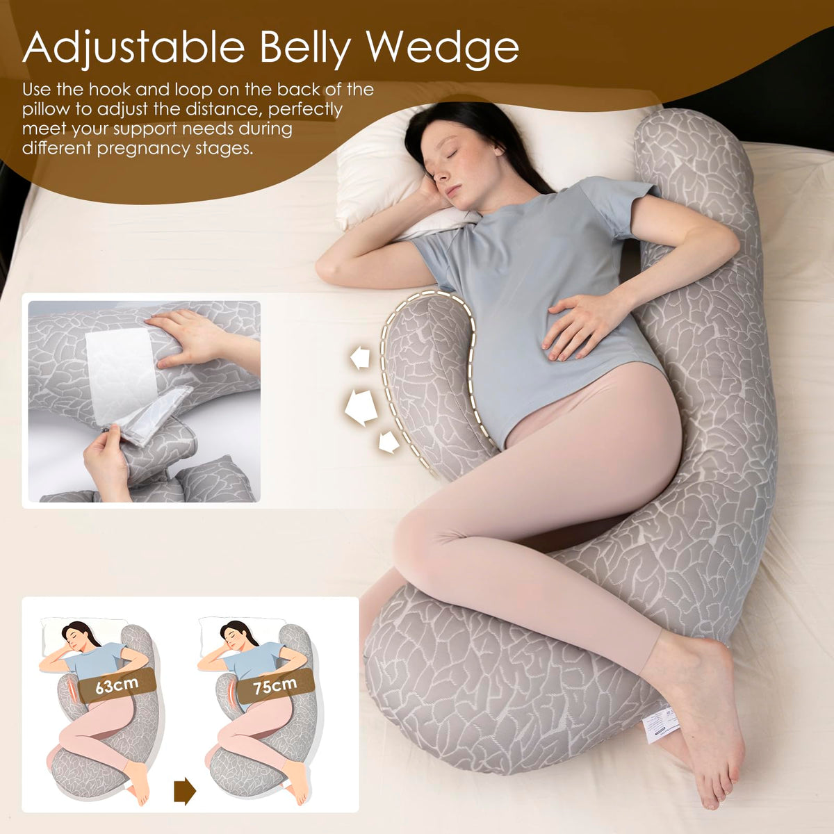Chilling Home F-Shaped Pregnancy Pillow with Cooling Cover