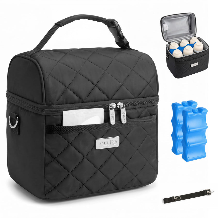 Insulated Breastmilk Cooler Bag with 2 Ice Packs for 6 Bottles