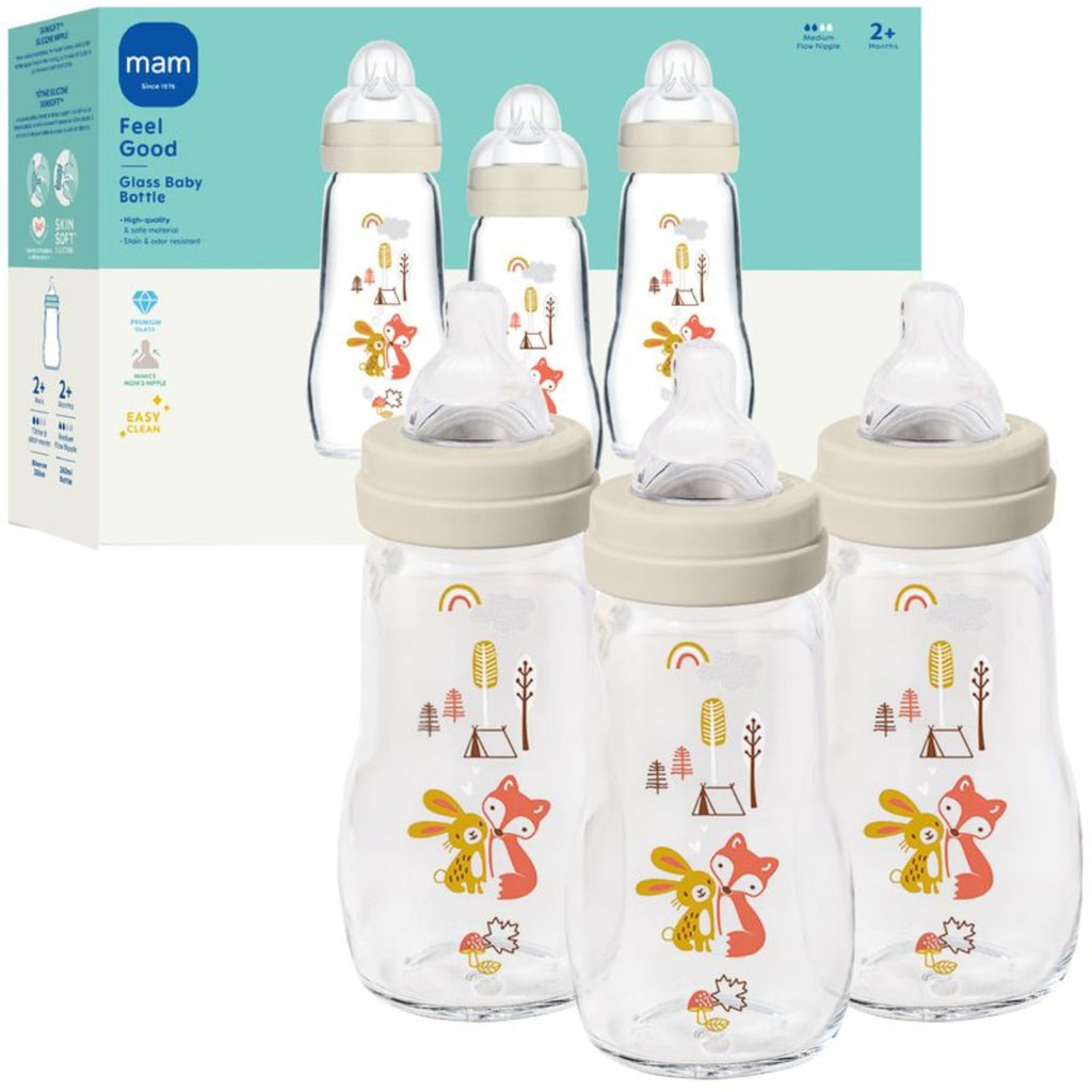 MAM Feel Good Slow Flow Premium Glass Baby Bottle
