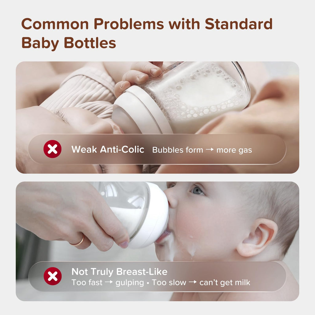 4-Pack 5 oz Glass Anti-Colic Baby Bottles for Newborns