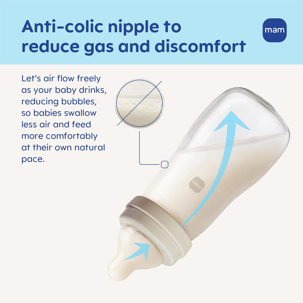 MAM Feel Good Slow Flow Premium Glass Baby Bottle