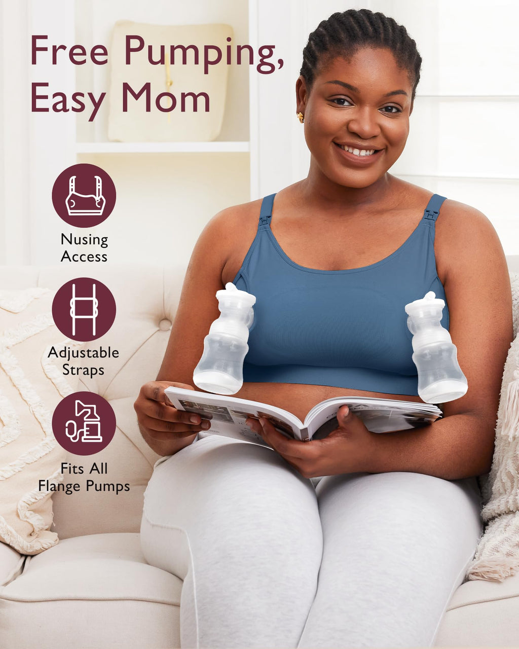 Momcozy Hands-Free Cotton Pumping & Nursing Bra