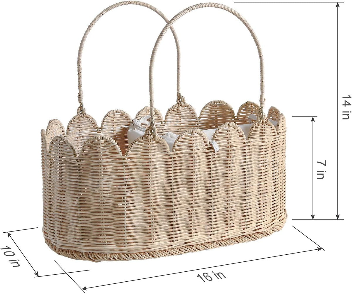 Klippehop 2-Tier Handwoven Diaper Caddy Organizer Basket