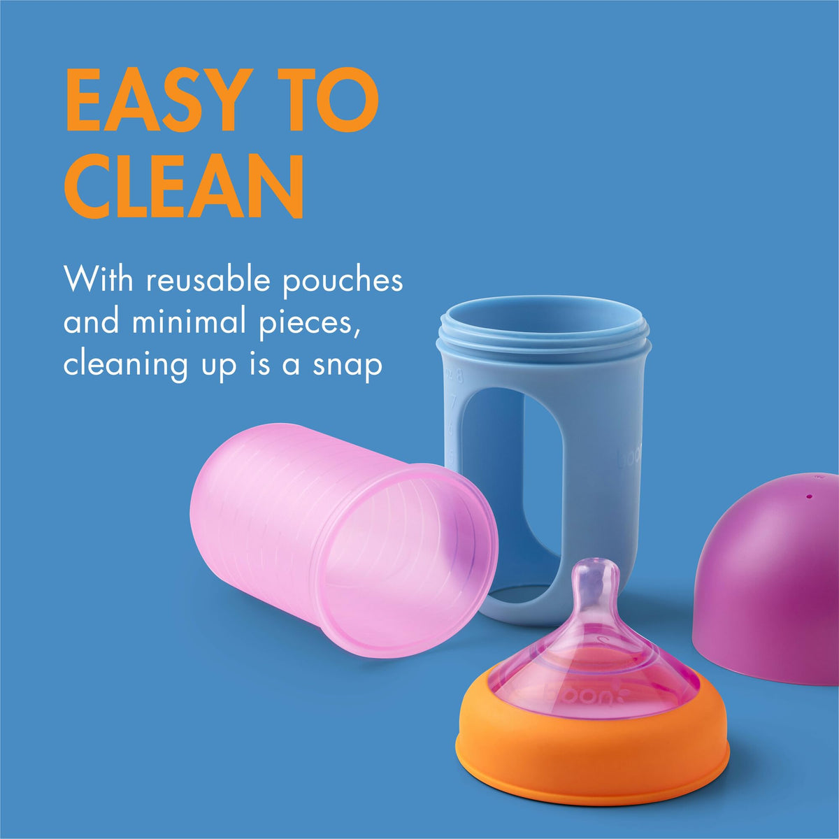 Boon Nursh Reusable Silicone Pouch Baby Bottle Set
