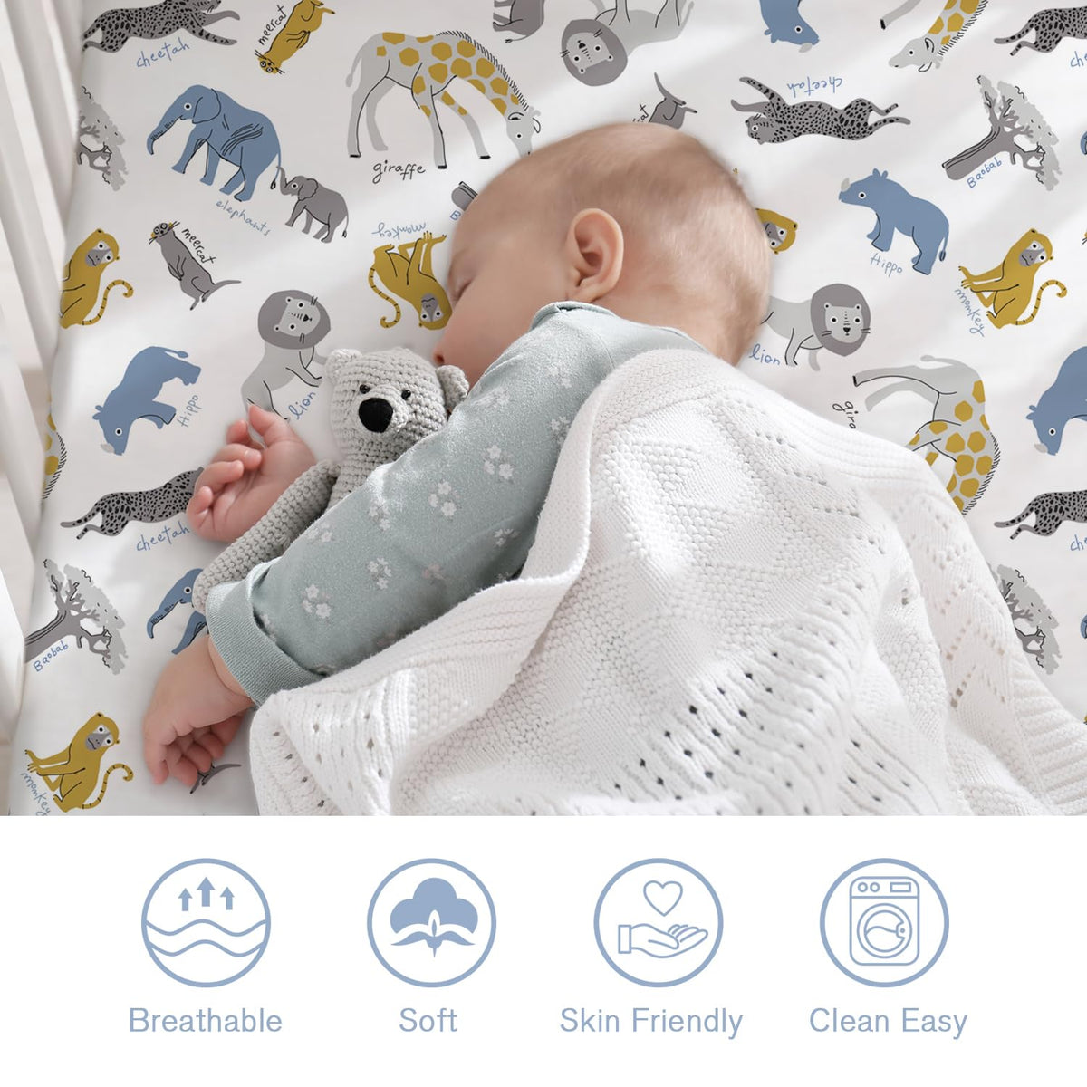 Little Grape Land Fitted Baby Crib Sheet for Nursery Bedding