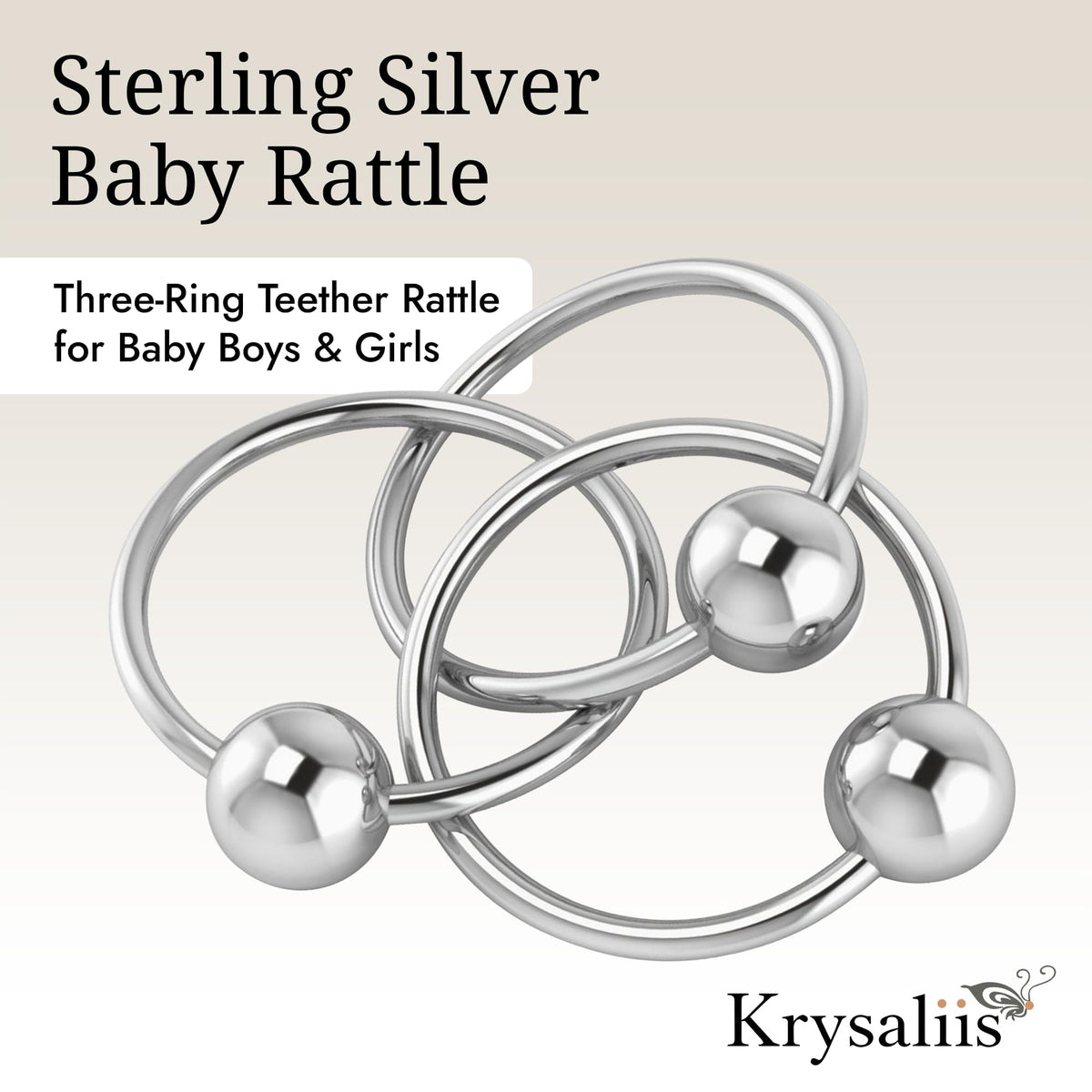Krysaliis 925 Sterling Silver Teether Rattle