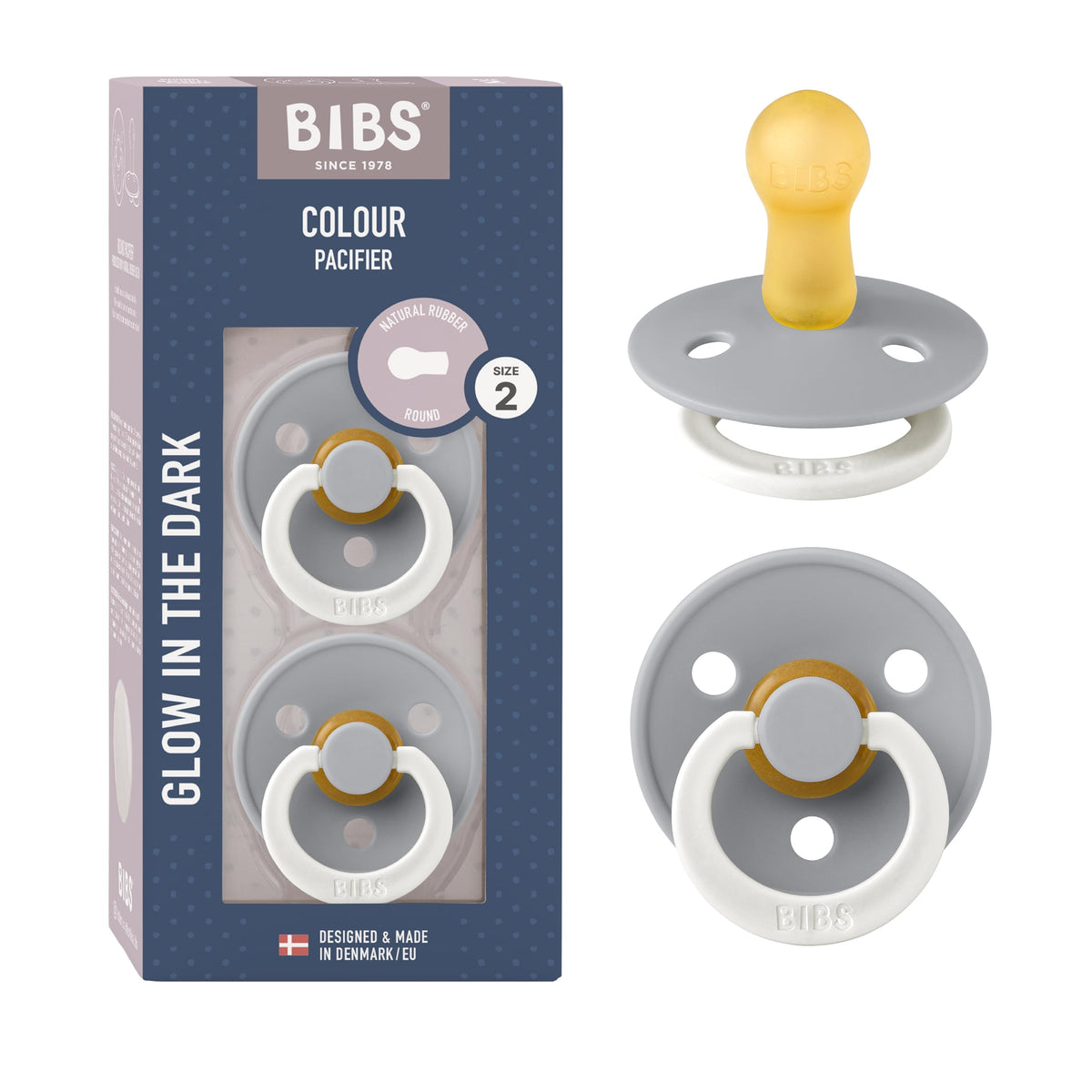 BIBS Colour Baby Pacifier with Round Nipple, Soft Silicone Shield