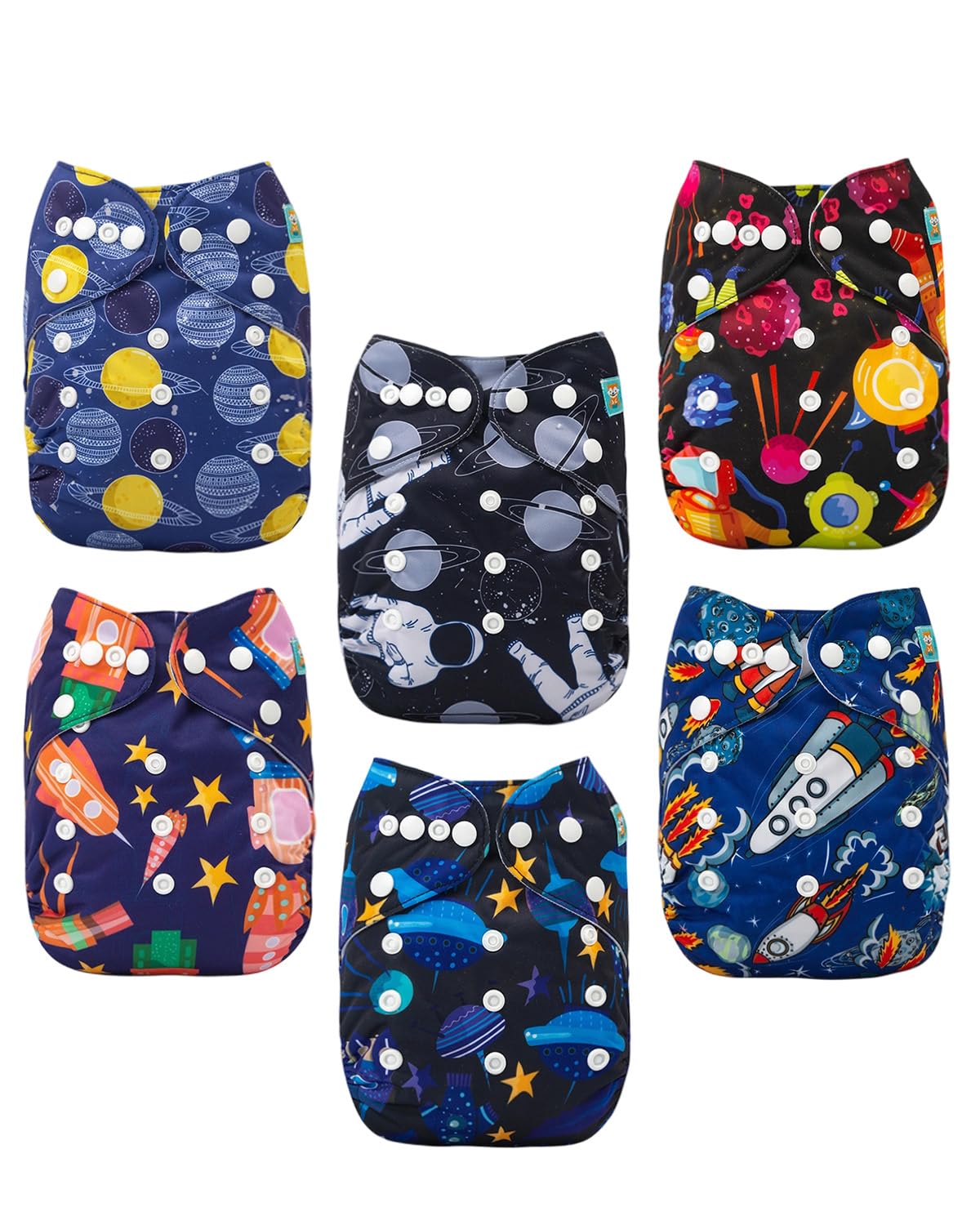 ALVABABY Reusable Cloth Diapers with Inserts, 6-Pack Adjustable Baby Covers