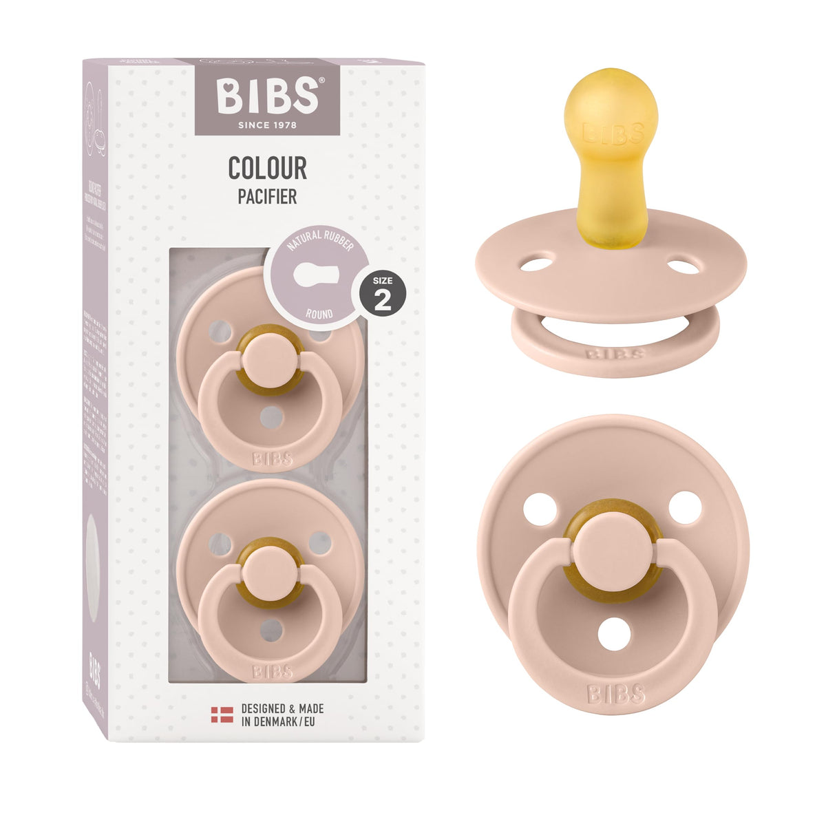 BIBS Colour Baby Pacifier with Round Nipple, Soft Silicone Shield