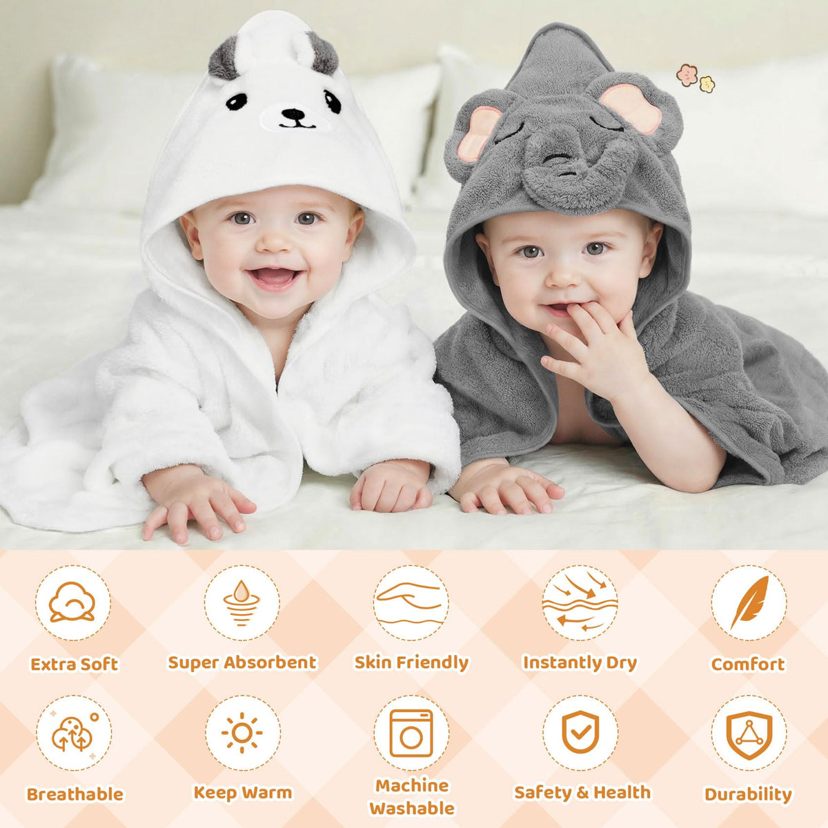 CandyHome 15 PCS Baby Bath Towels Set for Newborn Infant Toddler Essentials