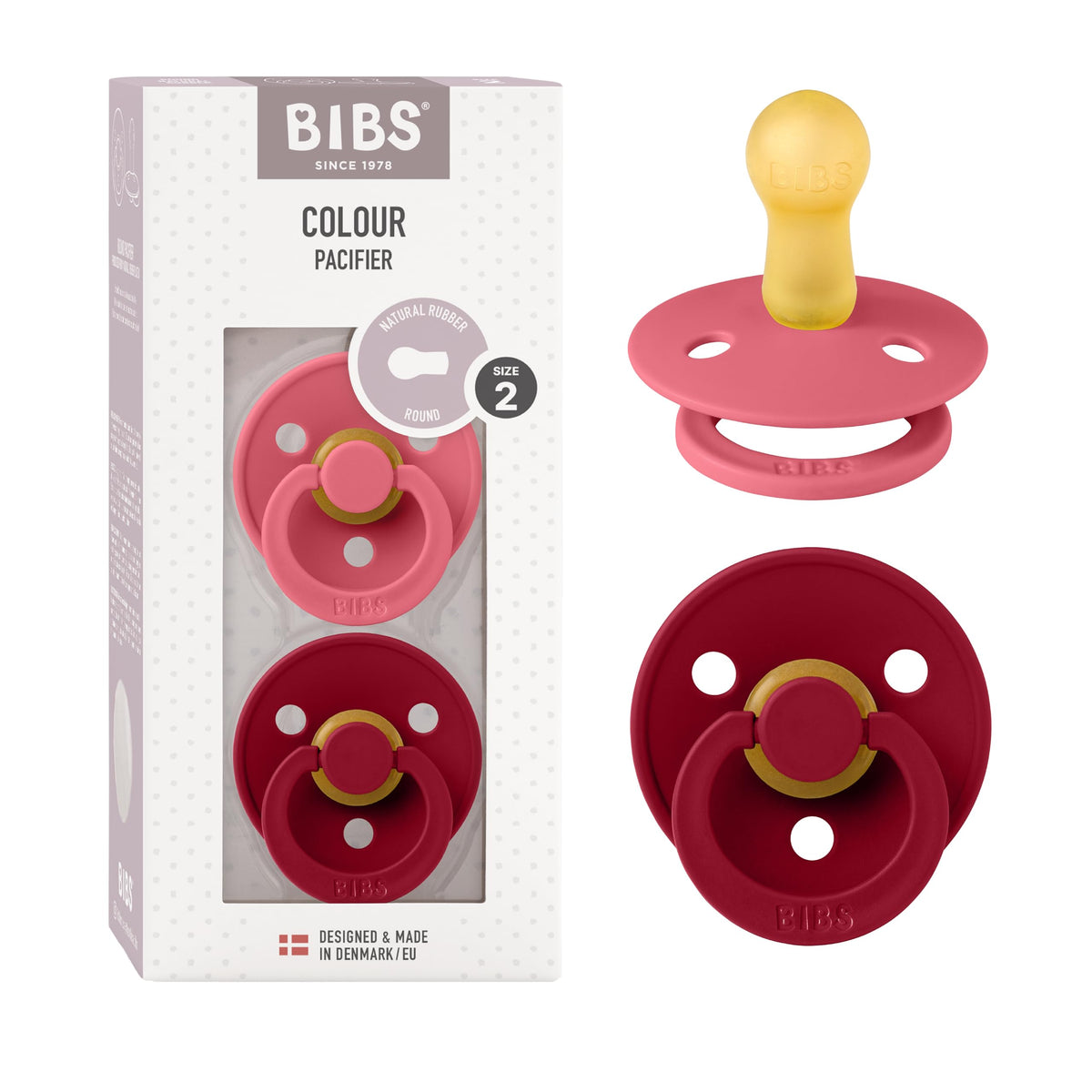 BIBS Colour Baby Pacifier with Round Nipple, Soft Silicone Shield